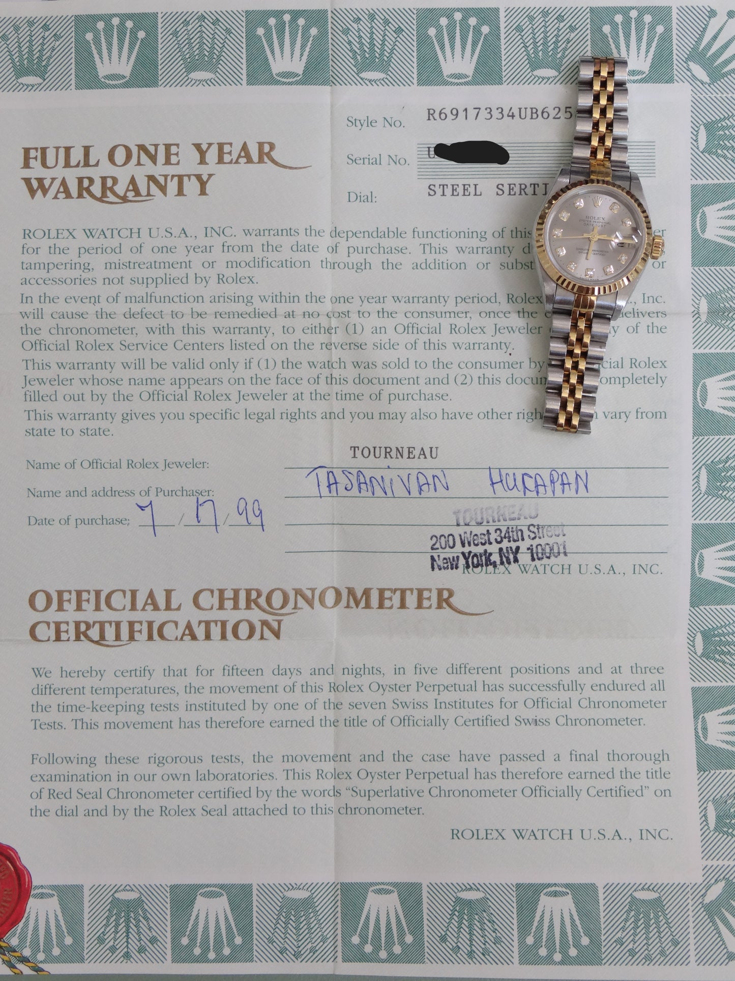 Rolex Ladies Datejust 69173 #26686