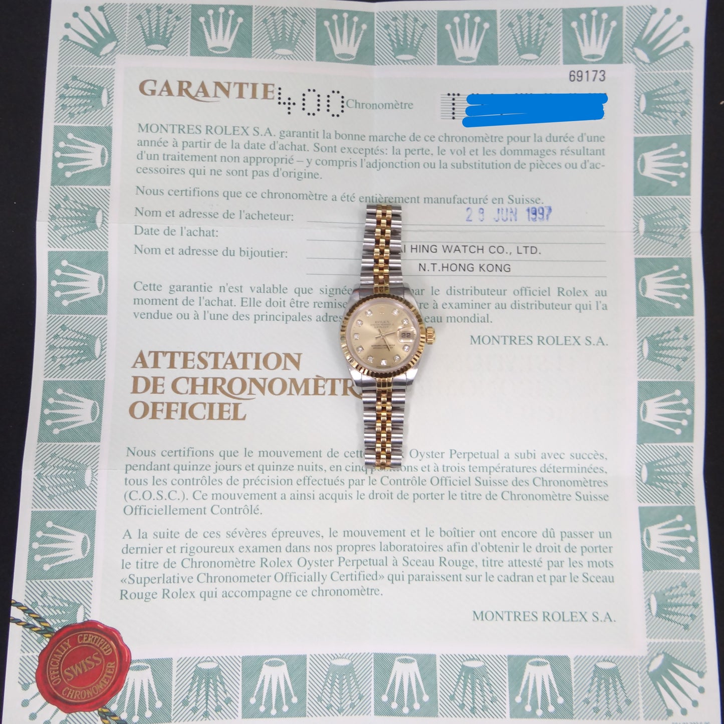 Rolex Ladies Datejust 69173 #26529