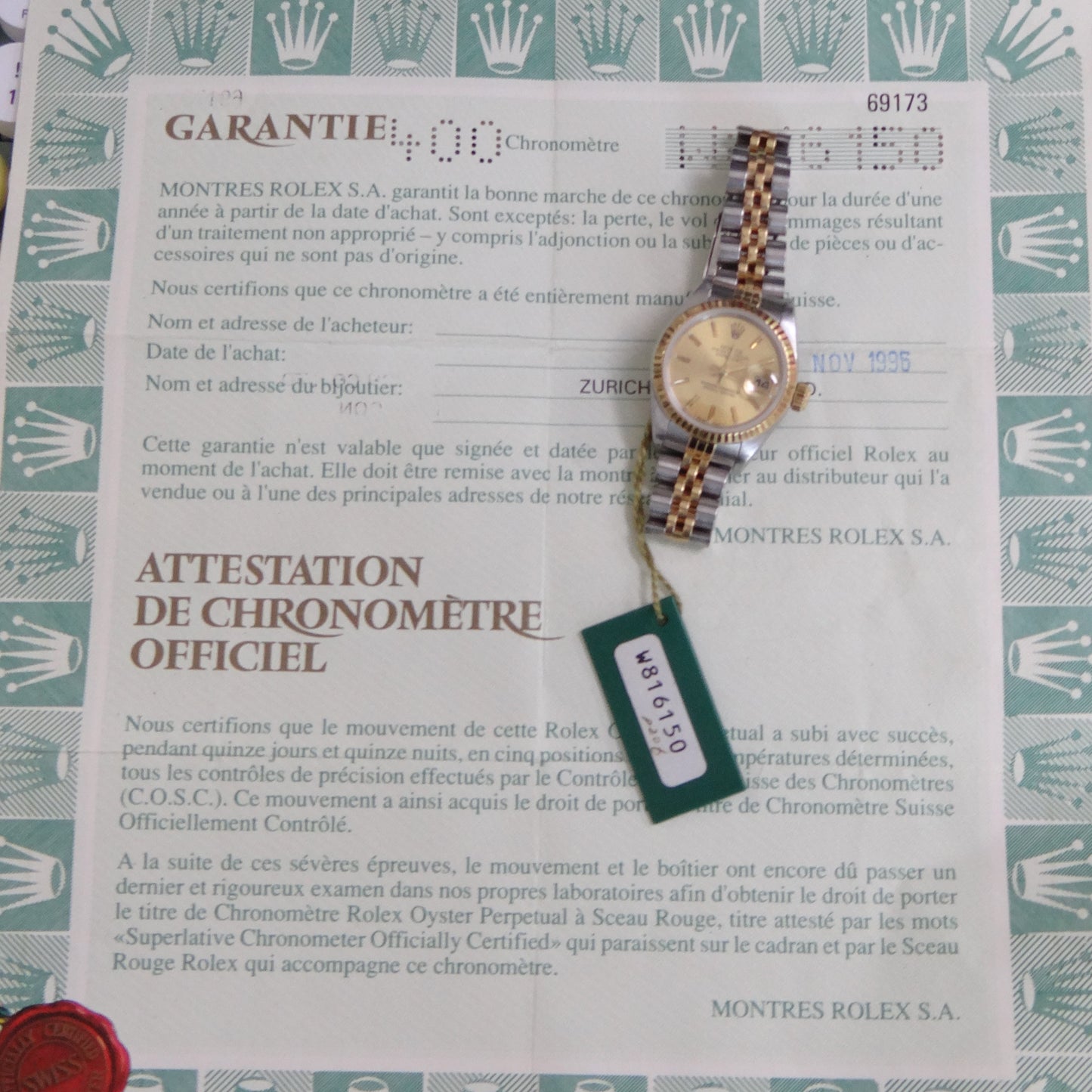 Rolex Ladies Datejust 69173 #26707