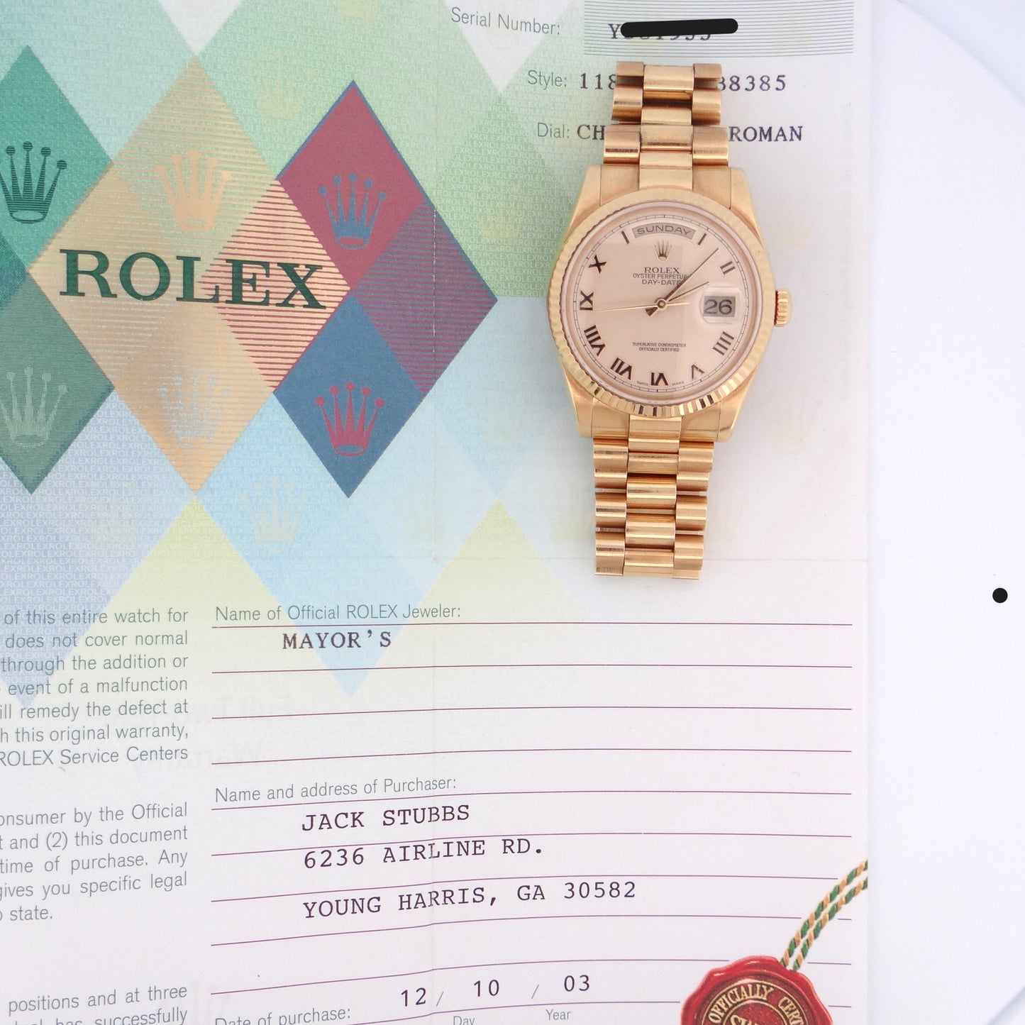 Rolex 118238 Mens President #28319